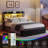 Queen Bed Frame with 2 Storage Drawers, Modern Platform Bed with Charging Station & LED Light, No Spring Box Needed-802878043