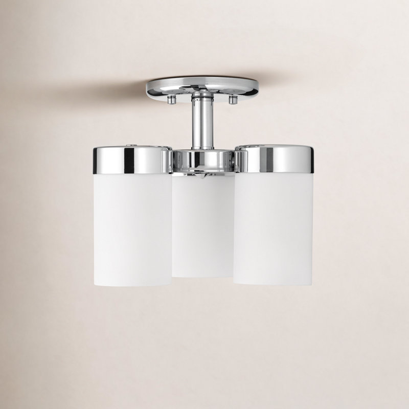 Plafonnier semi-encastré 3 lumières 11,75 po Preston, Chrome poli