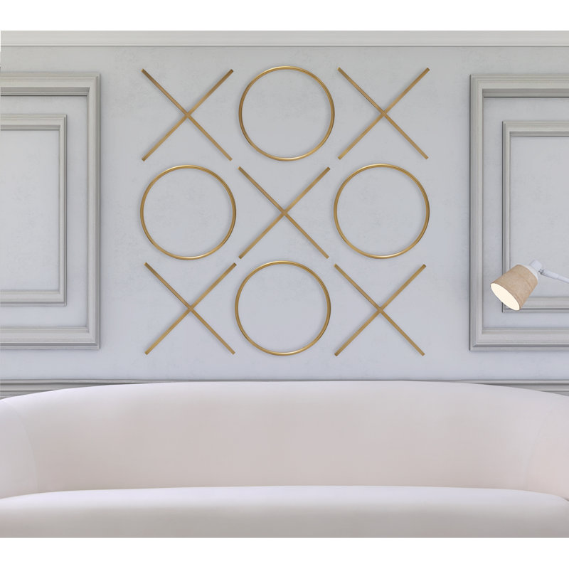 Grande décoration murale Tic Tac Toe, Or, 66.75" H x 66.75" W x 0.75" D