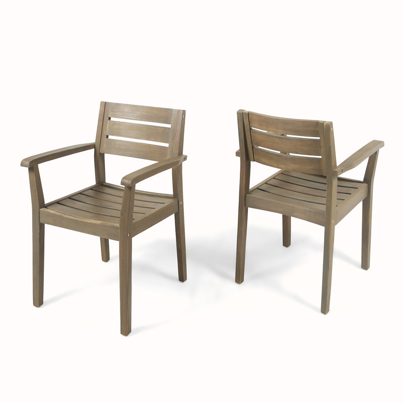 Patio Chair Armchair Set of 2, Grey
