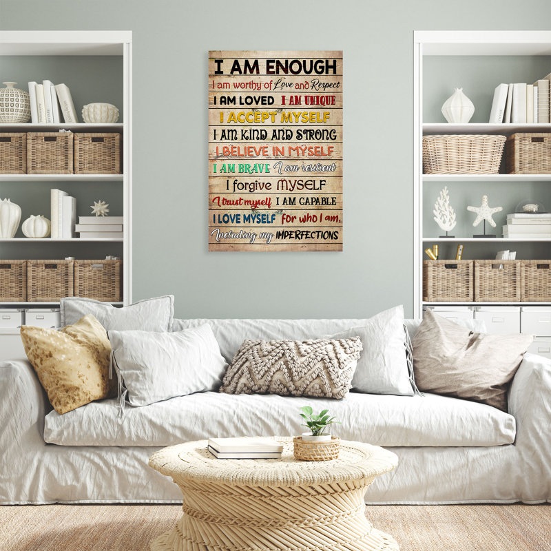 Citations sur l'auto-amour - I Am Enough I Am Worthy of Love and Respect, H 20 po x l 16 po