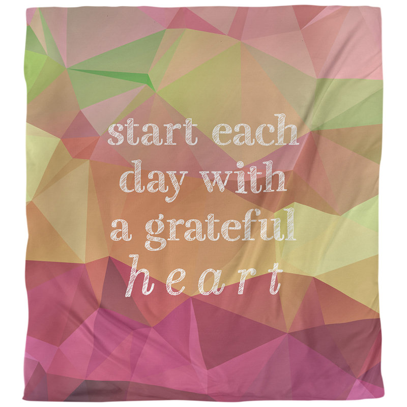 Housse de couette simple à citation gratitude, Housse de couette pour grand lit, Rose / Orange