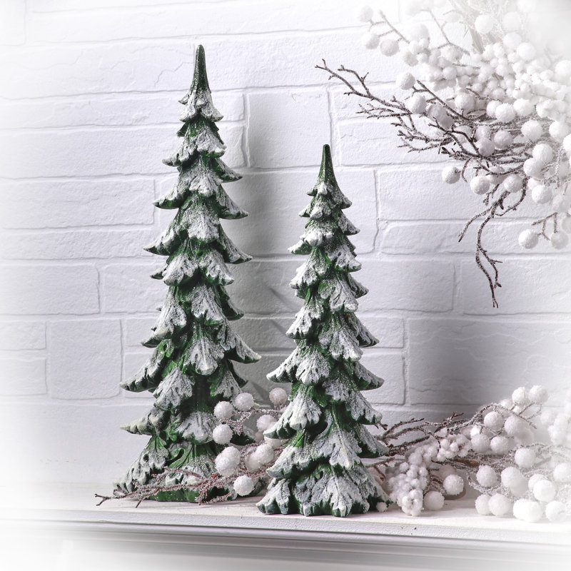 Arbre de neige givré en résine, H 19,69 po x l 5,91 po x P 5,91 po
