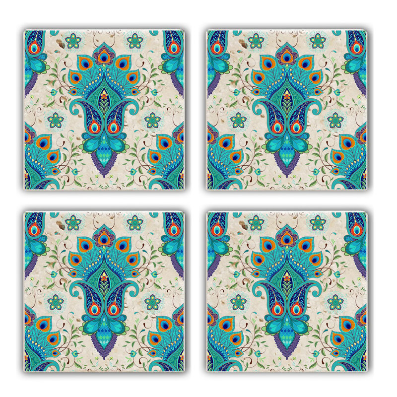 Ensemble de tapis en verre de qualité supérieure (4 pièces) de qualité supérieure, 3,9 x 3,9 x 0,4 pouces | 100% pierre naturelle pour la durabilité et l'élégance | Parfait pour protéger les surfaces, idéal pour la maison et le bureau, élégant et fonctionnel