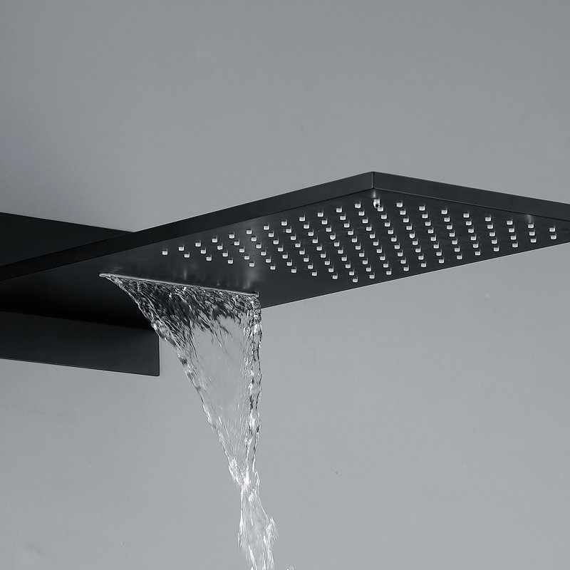 Thermostatic Wall Mounted Rainfall & Waterfall Shower Head with Handheld Spray with Rough-in Valve