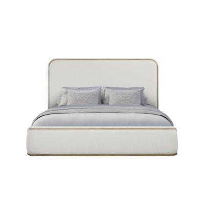 Très grand lit tapissier - Caramel et sable blanc