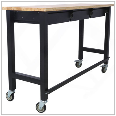 Versatile Heavy-Duty Workbench With Drawer And Mobile Functionality For Various Workspaces