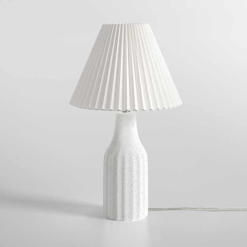 Lampe de table en céramique blanche avec abat-jour pliable blanc 17,32 po Vanessa