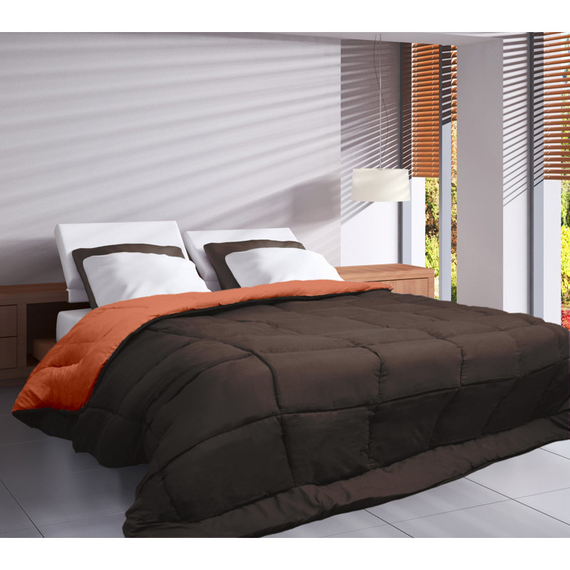 All Season Down Alternative Comforter, 240 x 260 cm, Orange/White