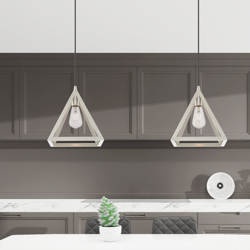 Luminaire suspendu géométrique à 1 lumière Avilez, Nickel brossé