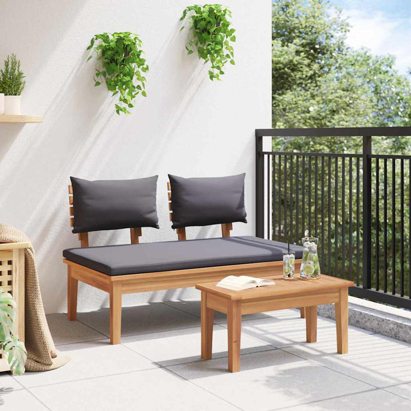 Garden Bench and Table Set, Grey