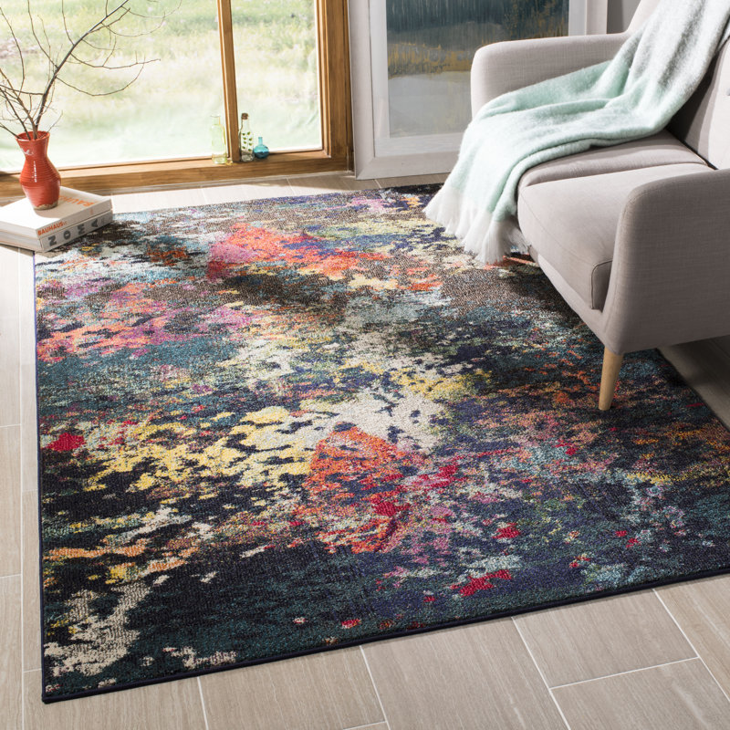 Hertzler Southwestern Wool Brown/Teal Area Rug, Rectangle 5'1" x 7'7"