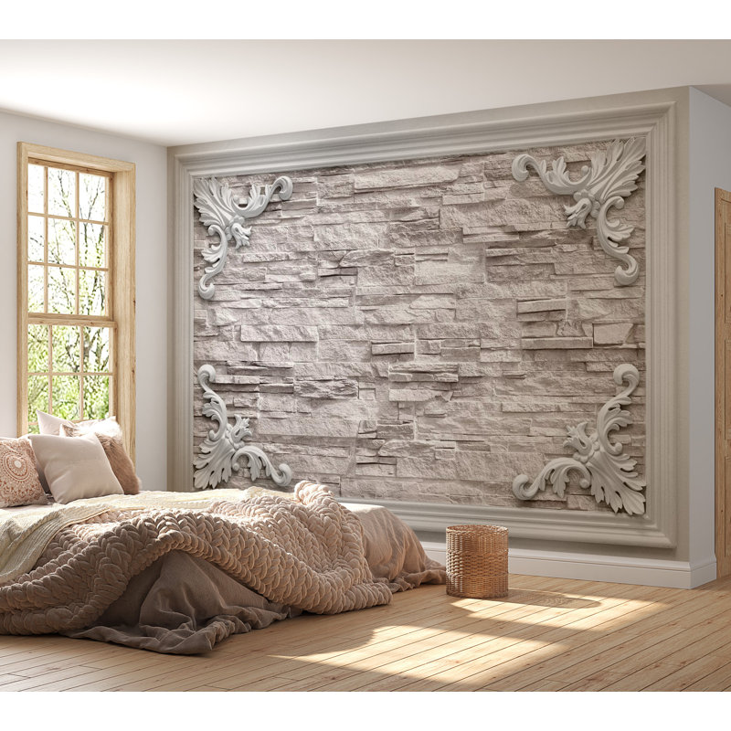 Murale brique dans un cadre Dawnta, L 82 po x l 118 po, Beige