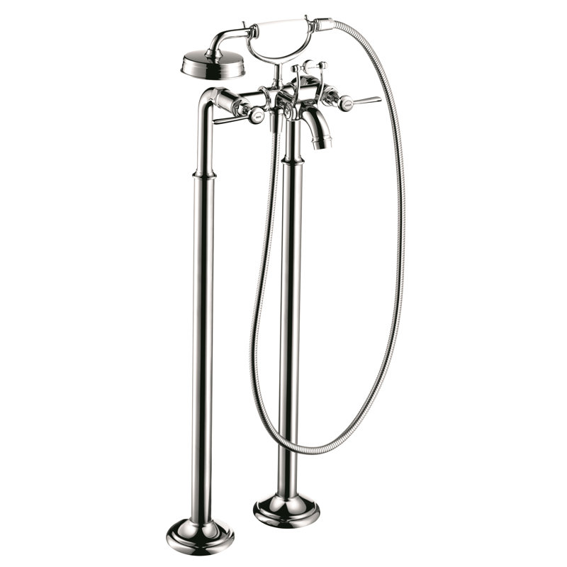 AXOR Montreux Double Handle Floor Mounted Clawfoot Tub Faucet Trim with Handshower, Chrome