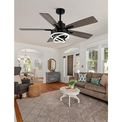 Ventilateur de plafond 52 po noir avec lustre 52 po