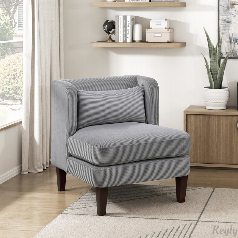 Elodie 27.5" Mid-Century Modern Armless Accent Chair, Dark Gray Polyester