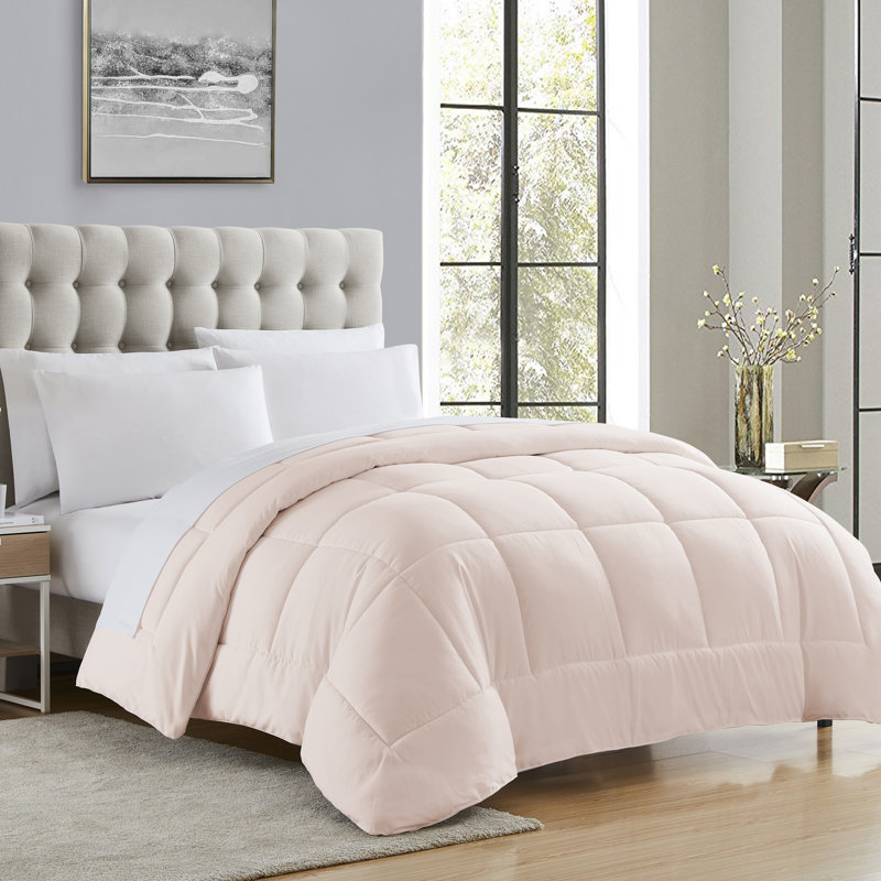 All Season Down Alternative Solid & Reversible Comforter, Full / Double Comforter, Pale Pink