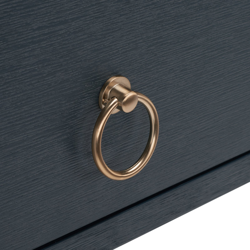 Navy Blue Wood and Metal Console Table with Storage