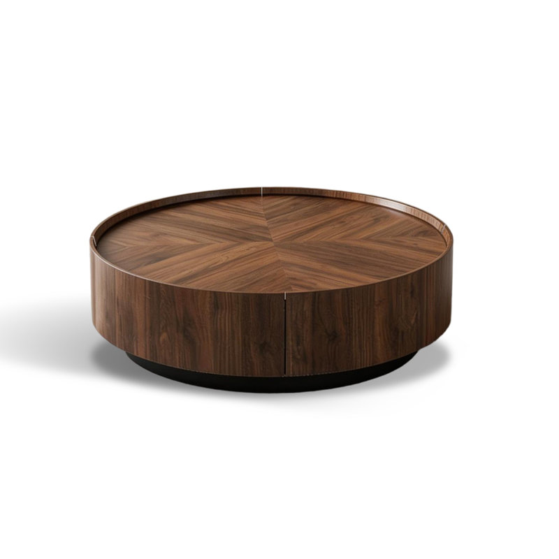 Table basse ronde en bois manufacturé noisette, 12.6"H*31.5"W*31.5"D