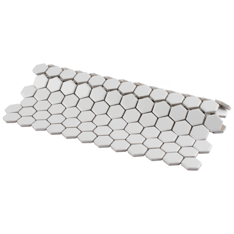Metro 1" Hex Matte White 10-1/4" x 11-7/8" Porcelain Mosaic Tile