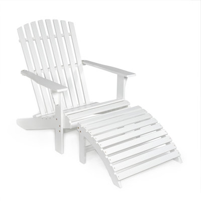 Chaise Adirondack classique en bois d'acacia massif avec repose-pieds Saranac