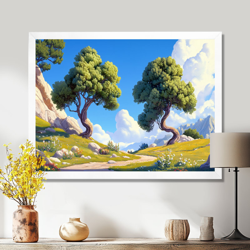 «The Swaying Cypress Pointillism», art mural Van Gogh, H 24 po x l 32 po, Reproduction encadrée d'une seule photo sans pass
