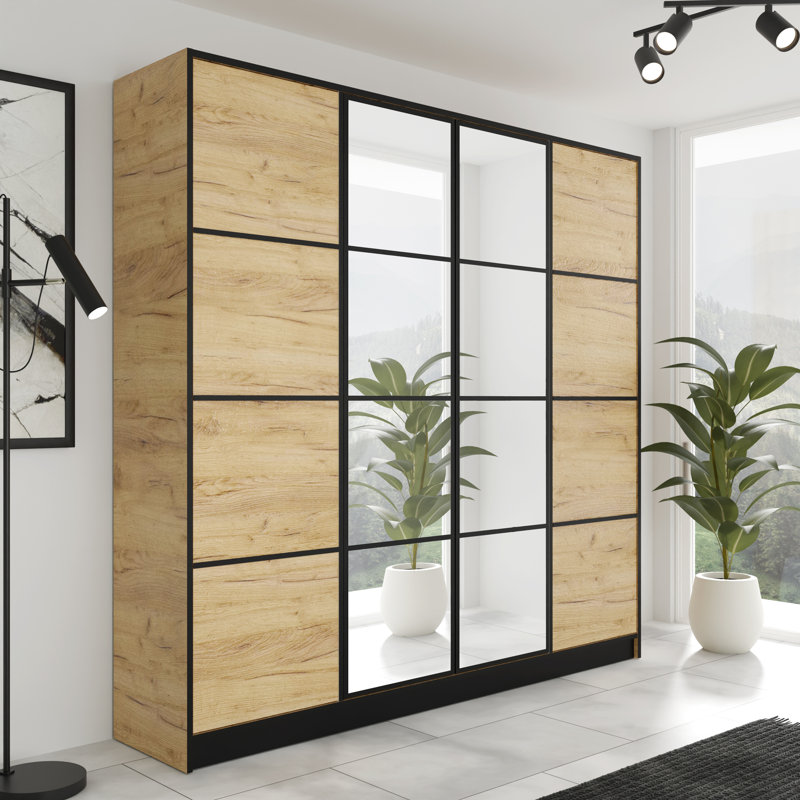 Arees 4 Door Wardrobe, Oak Craft Gold