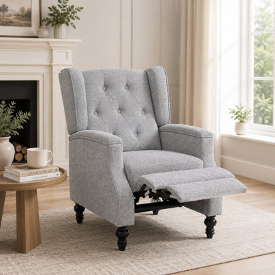 Manual Reclining Upholstered Wingback Armchair