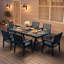 Table de salle à manger d'extérieur en PEHD pour 6 personnes - Table de patio rectangulaire avec trou de parasol 2,1 po, pieds triangulaires, résistante aux intempéries pour le jardin, la terrasse et la piscine-134183407