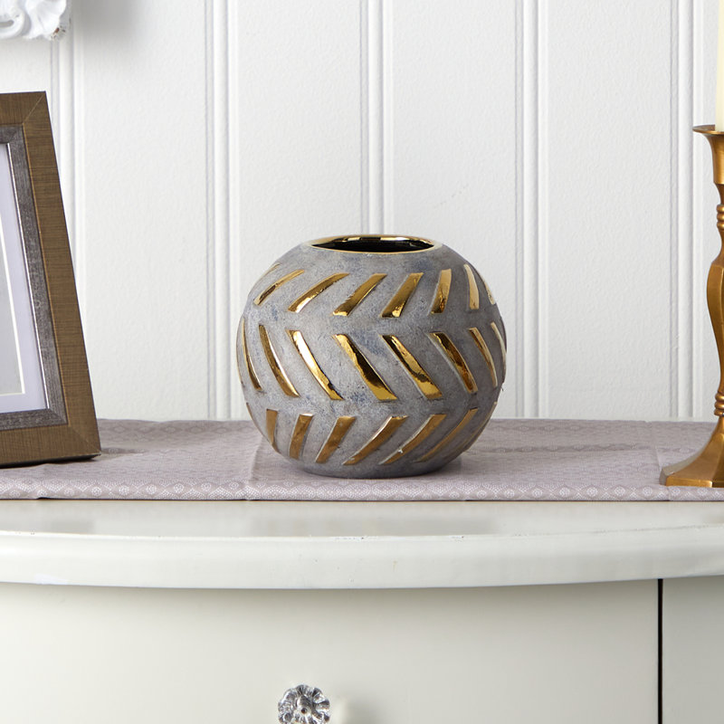 Ceramic Table Vase, 5.5" H x 6" W x 6" D