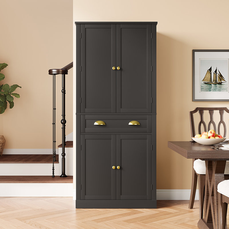 182cm Kitchen Pantry, Black