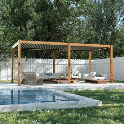 Louvered Outdoor Pergola Aluminum Frame with Adjustable Rainproof Roof