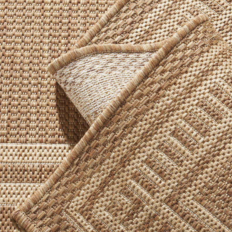 Tapis intérieur/extérieur avec bordure géométrique moderne, Rectangle 7'9" x 10'