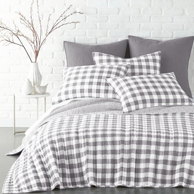 Elijah Grey Gingham Full Quilt Set