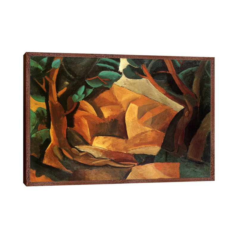 Landscape With Two Figures by Pablo Picasso - Painting on Canvas, Brown Framed, 66.04 cm H x 45.72 cm W