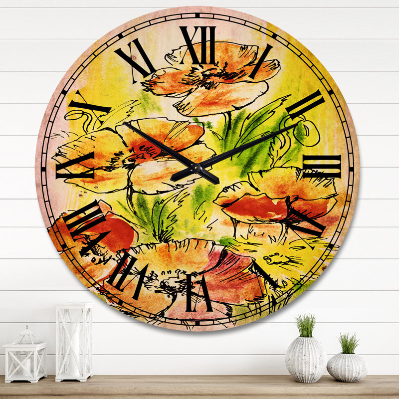 Horloge murale Bouquet Poppies, Très grand