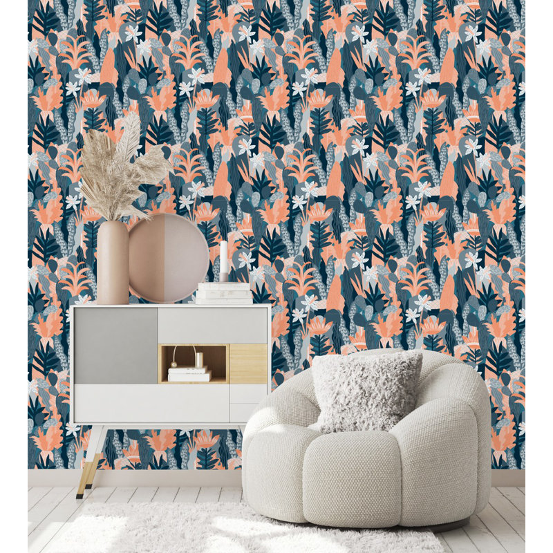 Peel & Stick Floral Tile, 2.08' W x 10.42' L