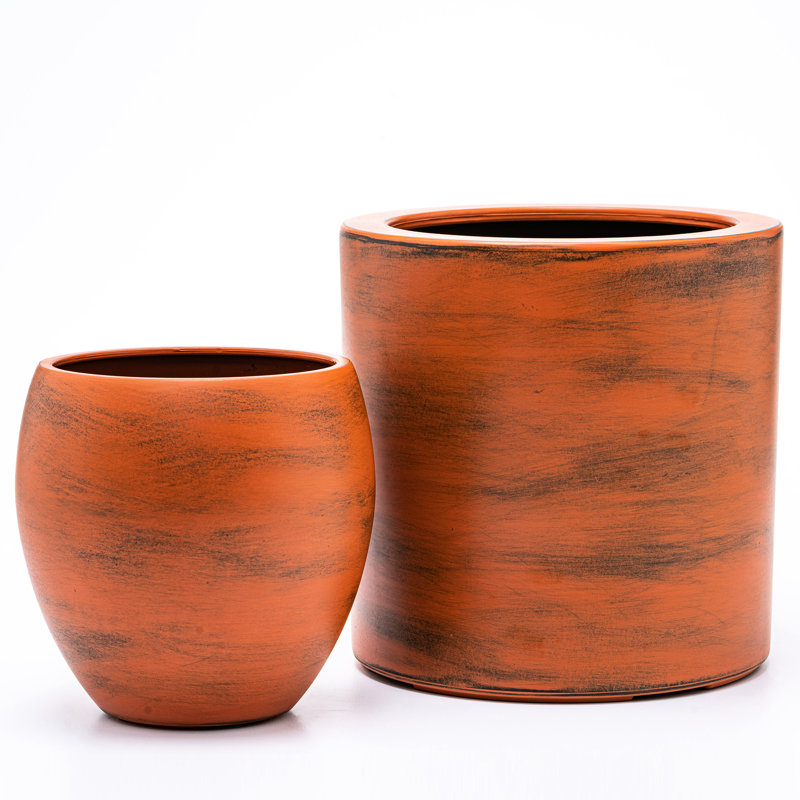 Dark Brown Self-Watering Garden Holder 7.8 In. - Hand-Painted Abs Planter Brown, Gleaming