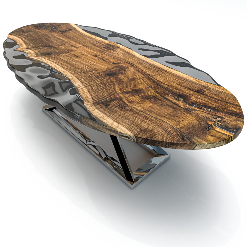Abruzzo Oval Walnut Wood Dining Table, 29.5"H x 108.3"L x 48"W