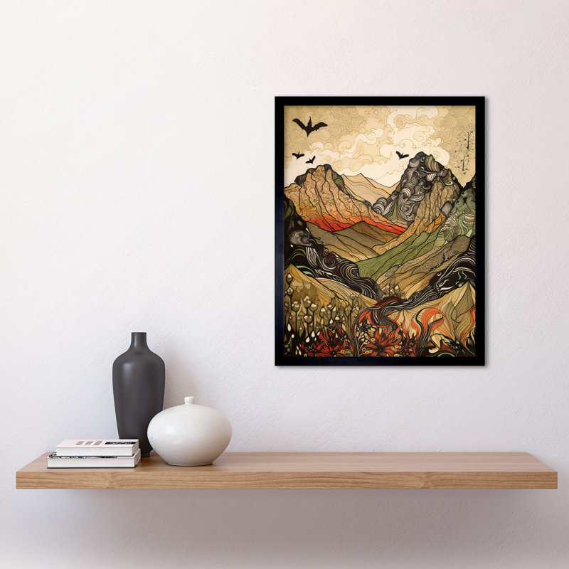 Mountain Landscape Multicoloured Pattern - Single Picture Frame Print
