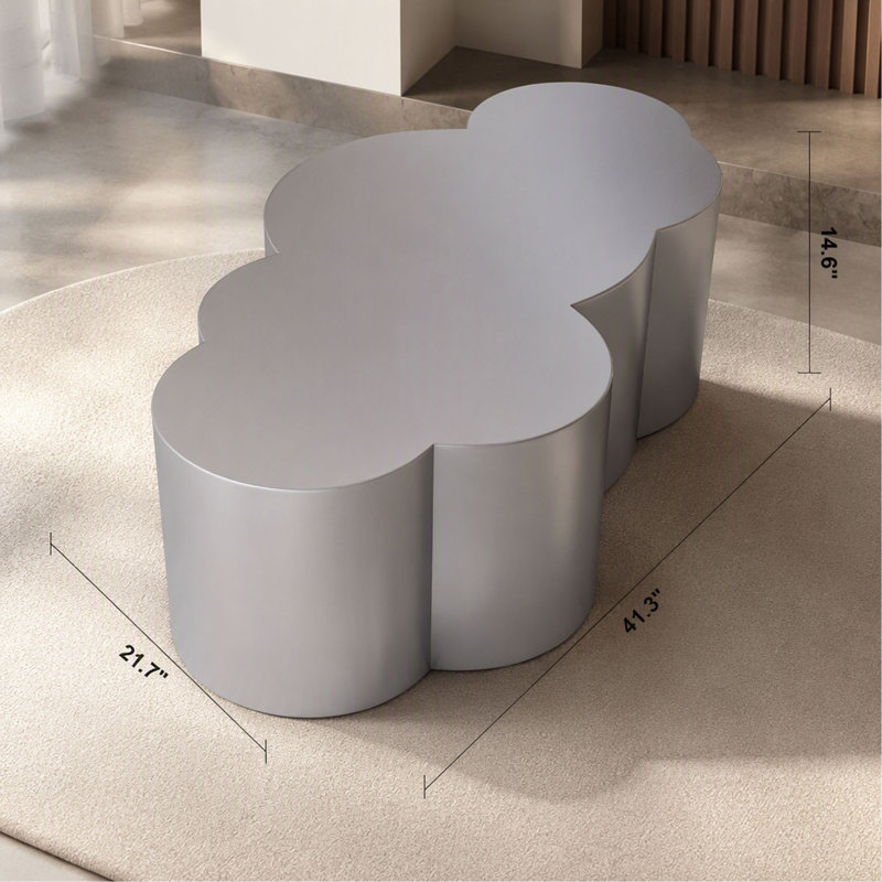 Table basse de 41,3 po en acier inoxydable de luxe pour centre de salon