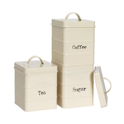 Harbour Housewares - Vintage Metal Kitchen Tea Coffee Sugar Canisters