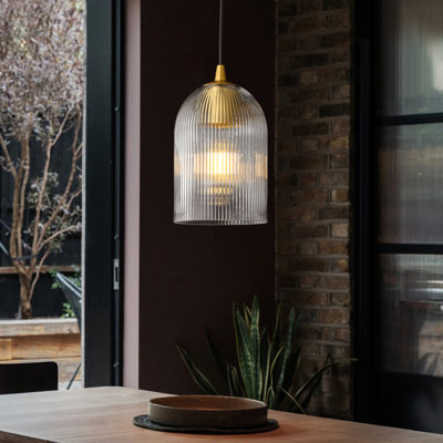  Dansby 1 - Light Modern 5.1" Mini Glass Pendant Light with Ribbed Glass Shade