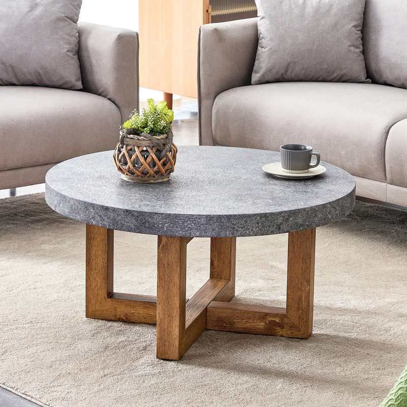 Table basse ronde en bois aggloméré Modern Texture - diamètre 31,4 po.