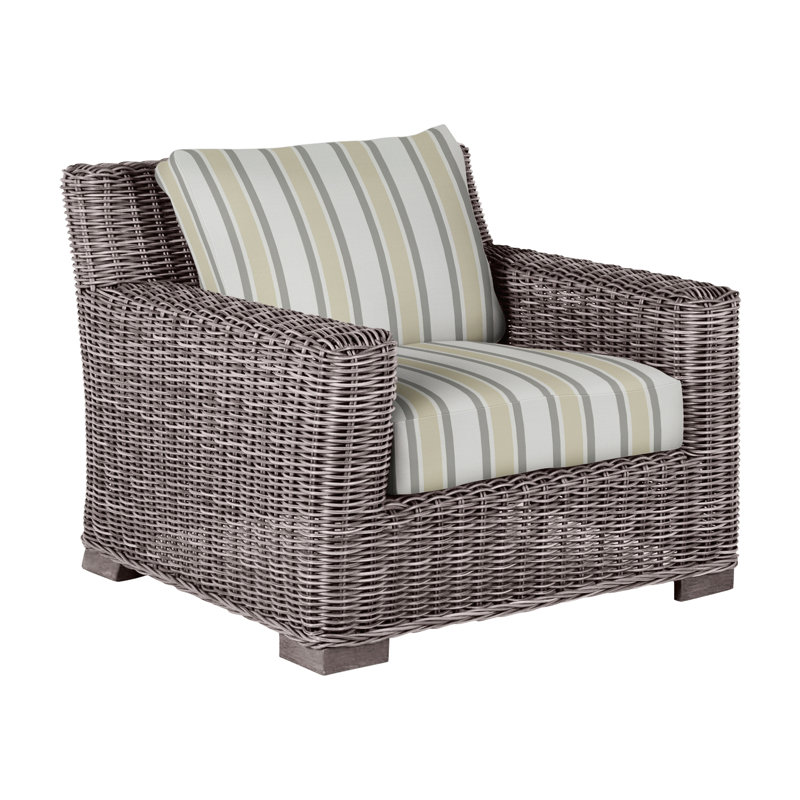 Rustic Woven Lounge Chair, Oyster, Intermix Bark, No Welt