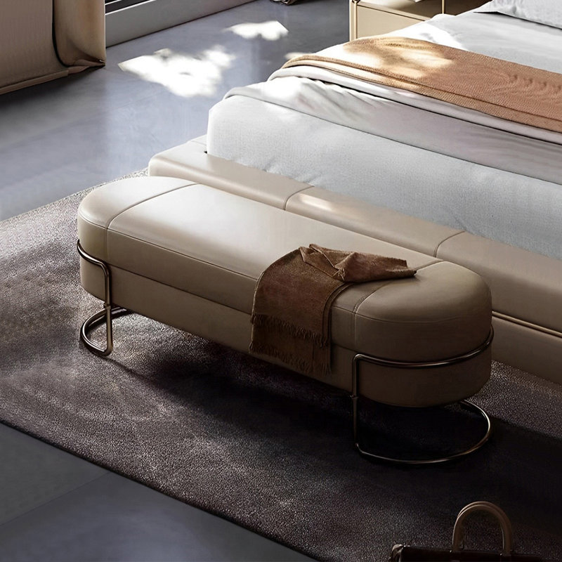 Borset Leather Match Upholstered Bench, Khaki