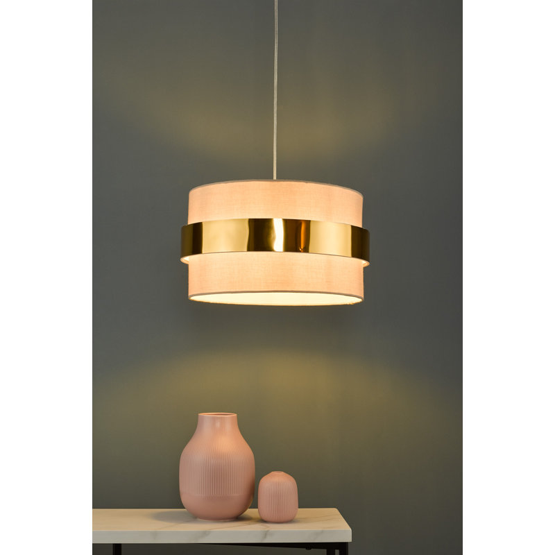 - Light Drum Pendant, Taupe/Gold