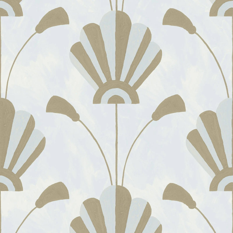 Fanflower - Papier peint, Peler et coller, Or bleu poudre, Self-Adhesive