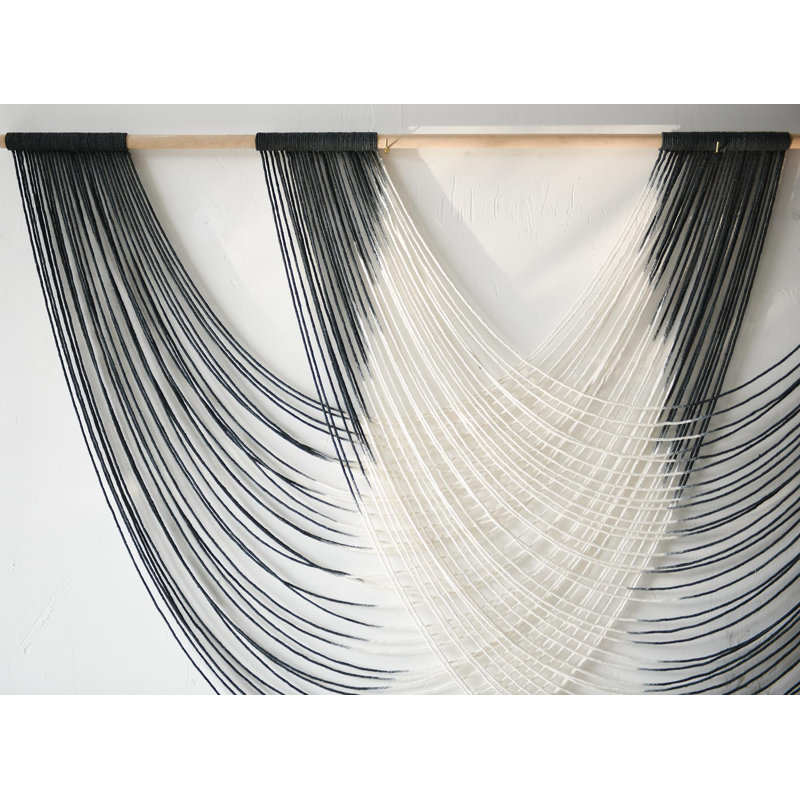Wall Hanging Large Ombre Dip-Dyed Fiber Art 59 x35,Macrame Wall Art,Artisan Craftsmanship,Black