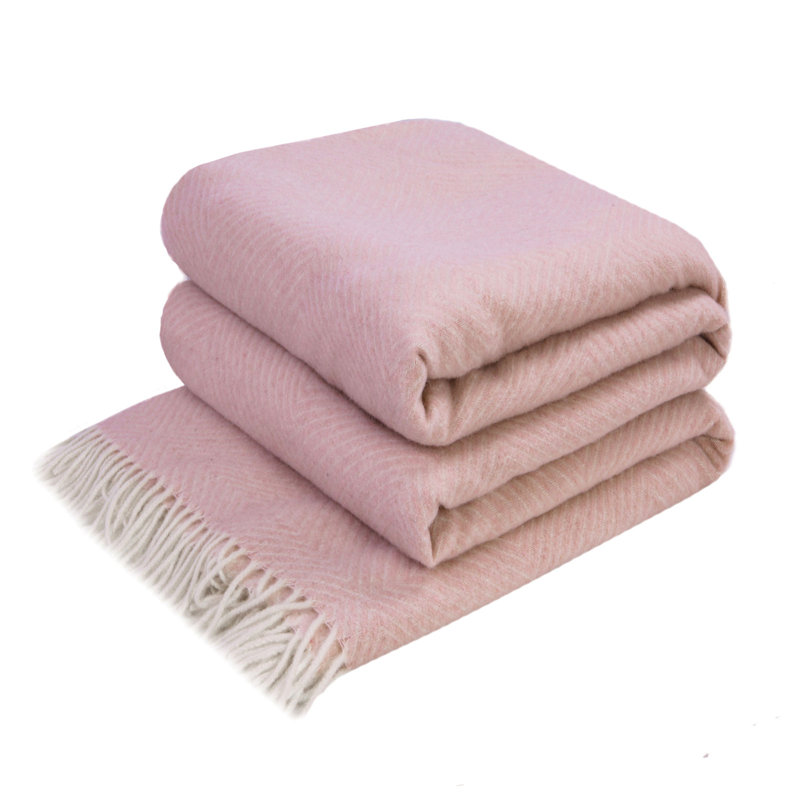 Merino wool blanket Gurekam, White/Pink